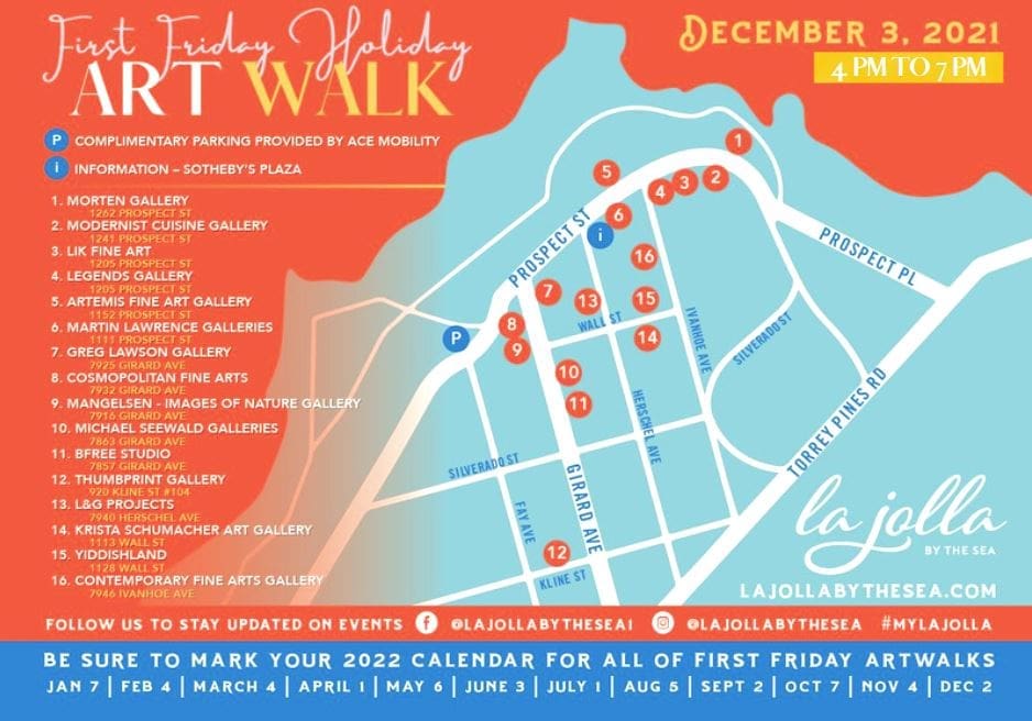 First Friday Art Walk Returns to La Jolla December 3 from 4 PM to 7 PM