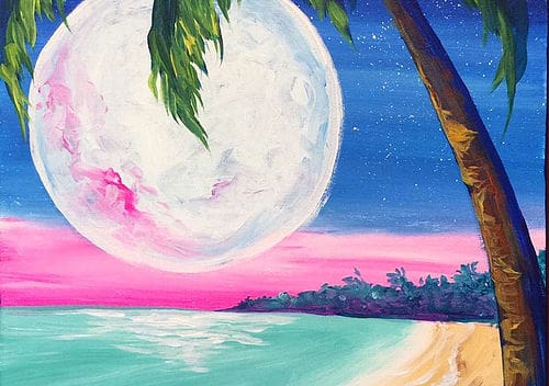 Moonlit Bay Canvas Design And Wine Paint Night
