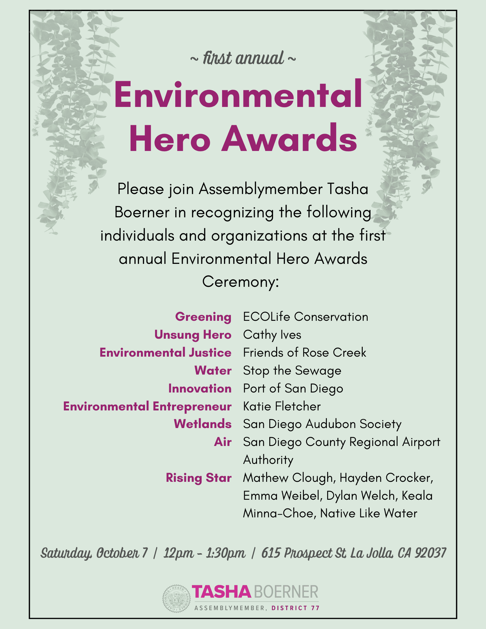 Environmental Hero Awards Invitation